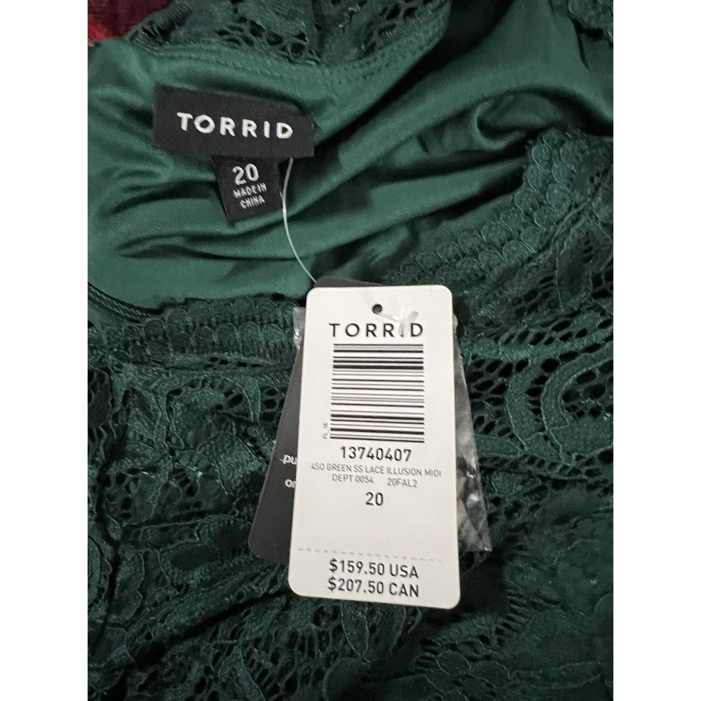 NWT Torrid Plus Size 20 Green Lace Special Occasion Dress Floral Green - Picture 3 of 3